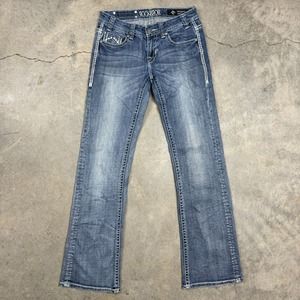 Rock & Roll Cowgirl Riding Jean 28x32 Stretch Denim Embroidered Low Rise Bootcut